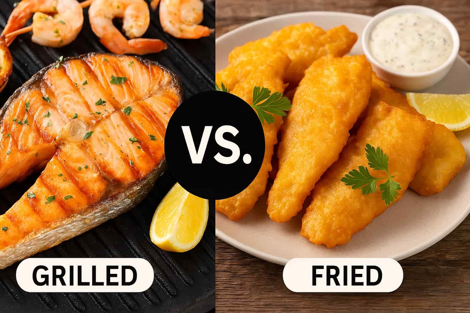 grilled vs. fried seafood